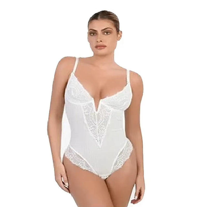 Sexy Lace Bodysuit V-Neck Vibrant Underwear Body Shaping Tummy Control Butt Lifting Strap Bodysuit plus Size G-String