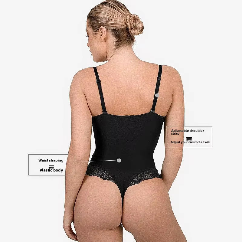 Sexy Lace Bodysuit V-Neck Vibrant Underwear Body Shaping Tummy Control Butt Lifting Strap Bodysuit plus Size G-String