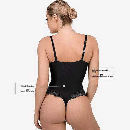 Sexy Lace Bodysuit V-Neck Vibrant Underwear Body Shaping Tummy Control Butt Lifting Strap Bodysuit plus Size G-String