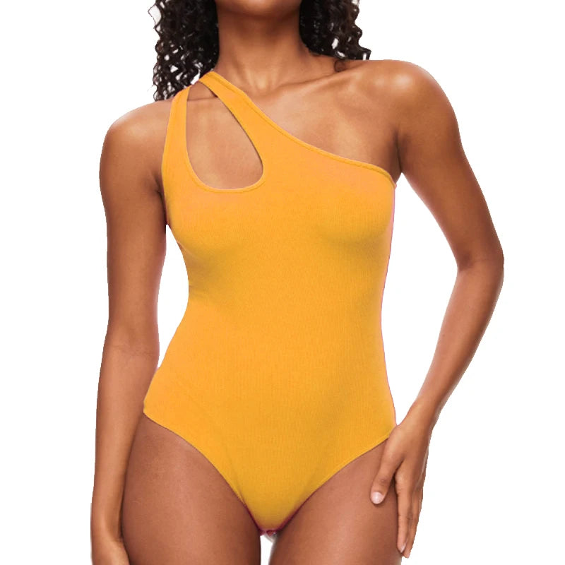 Women'S Sexy Sloping One-Shoulder Camisole Shapewear Bodysuits Tummy Control Tank Top Body Shaper Sleeveless Leotards Slim Thong